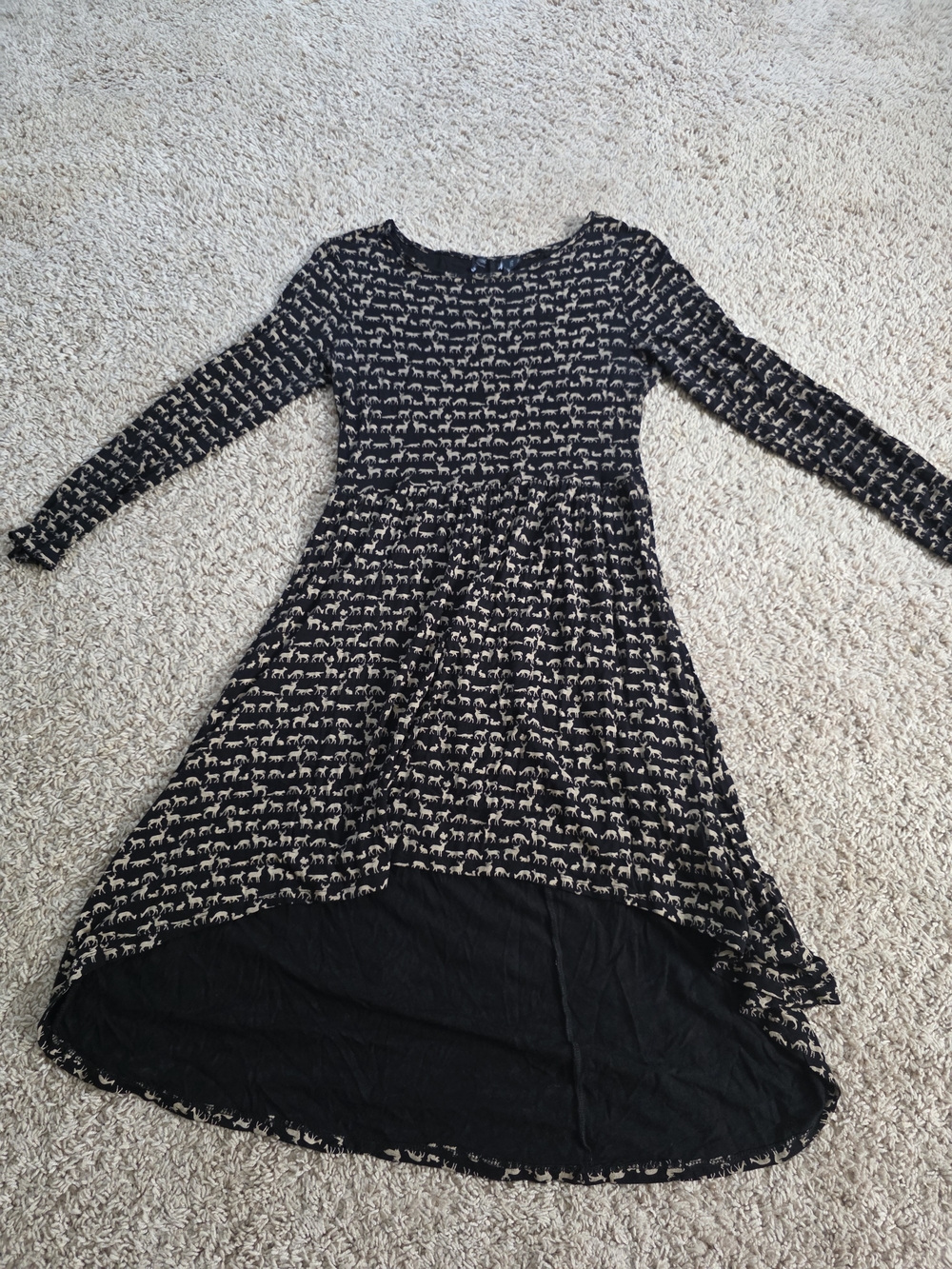 ASOS Black and Cream Animal-Print High-Low Dress